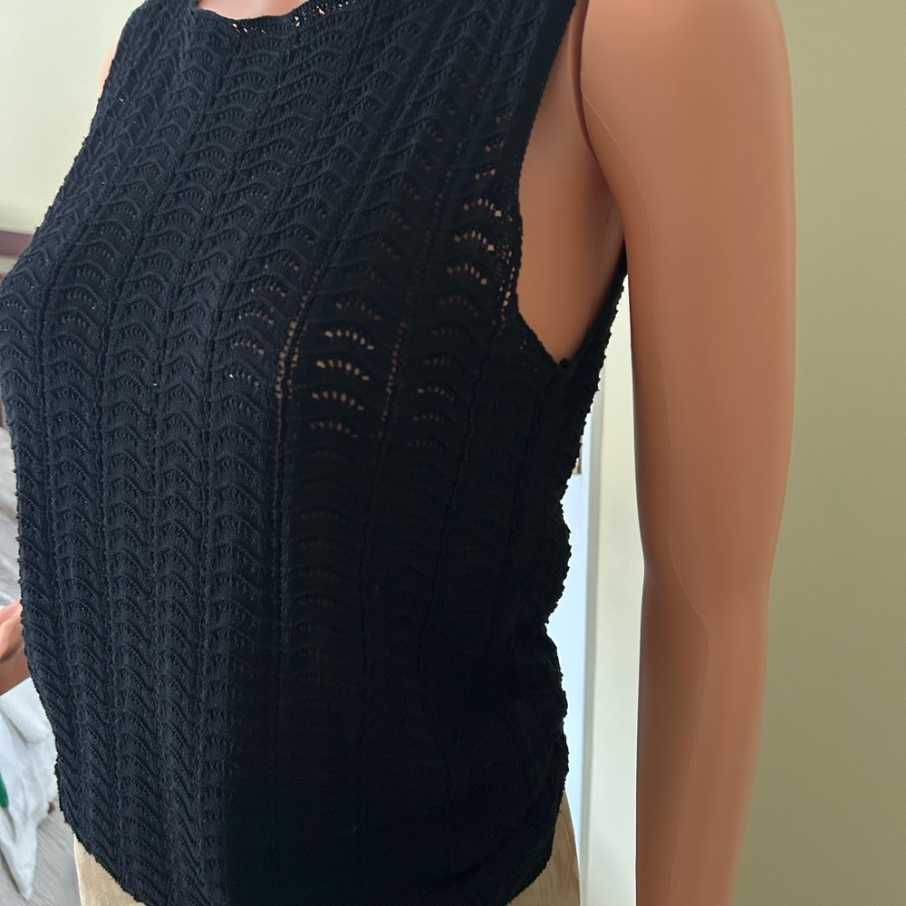 Theory Black Textured Tank Top